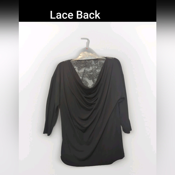 💥Drape Neckline Lace Back 3/4 Sleeves Lightweight Soft Fabric Size Medium - Picture 1 of 15